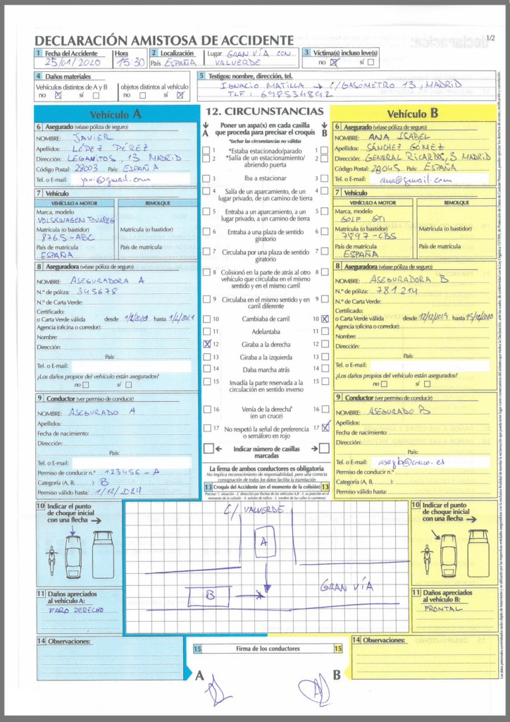 Como rellenar un parte amistoso de accidente