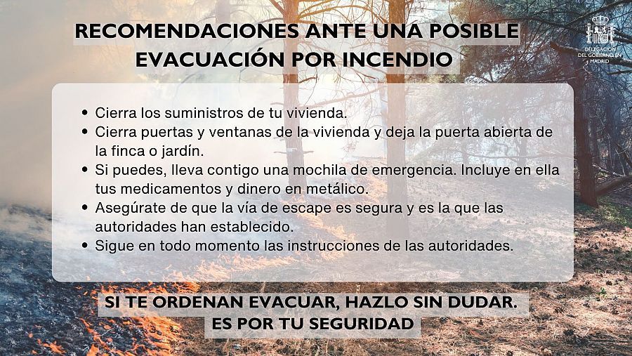 Recomendaciones ante una posible evacuación por incendio forestal